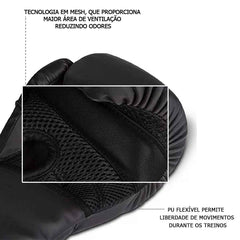 Kit Boxe e Muay Thai Luva + Bandagem + Bucal Naja Black Line