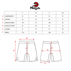 BERMUDA MMA MASCULINA PRETO E VERMELHO - NAJA